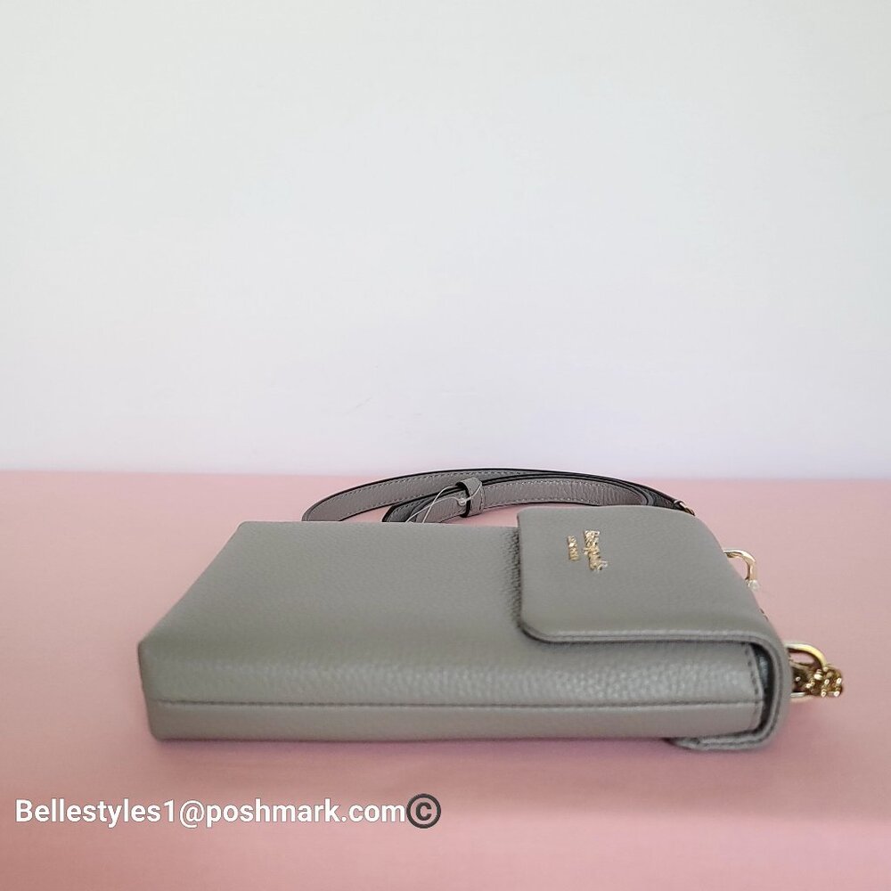 KATE SPADE Bradley North/South Pebbled Leather Phone Crossbody-True Taupe πβ - Picture 11 of 16